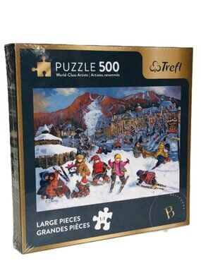 Canadian Artist 500 Large Piece Puzzle - Mountain Lodge by P. Paquin New In Box